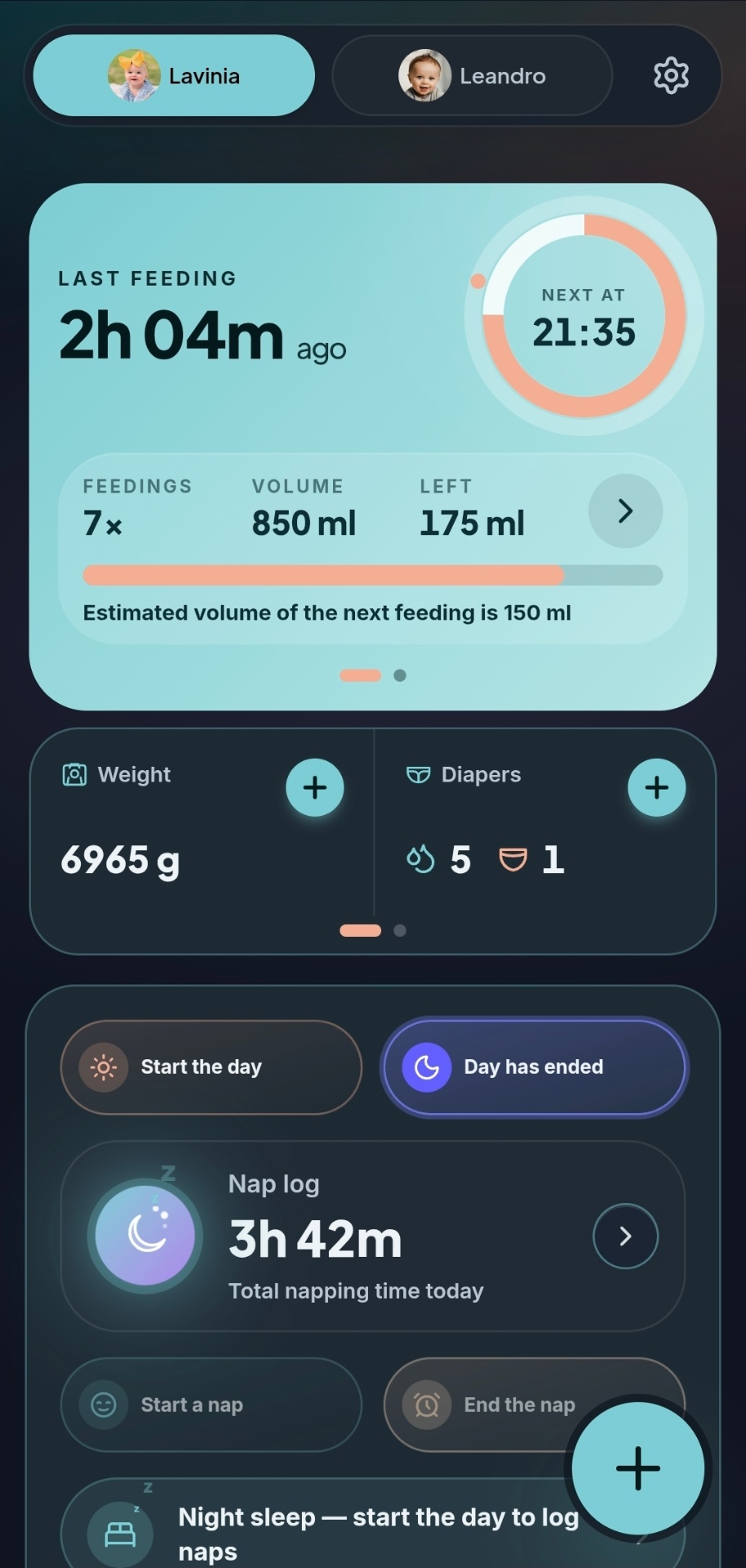Tottsee dashboard in dark mode